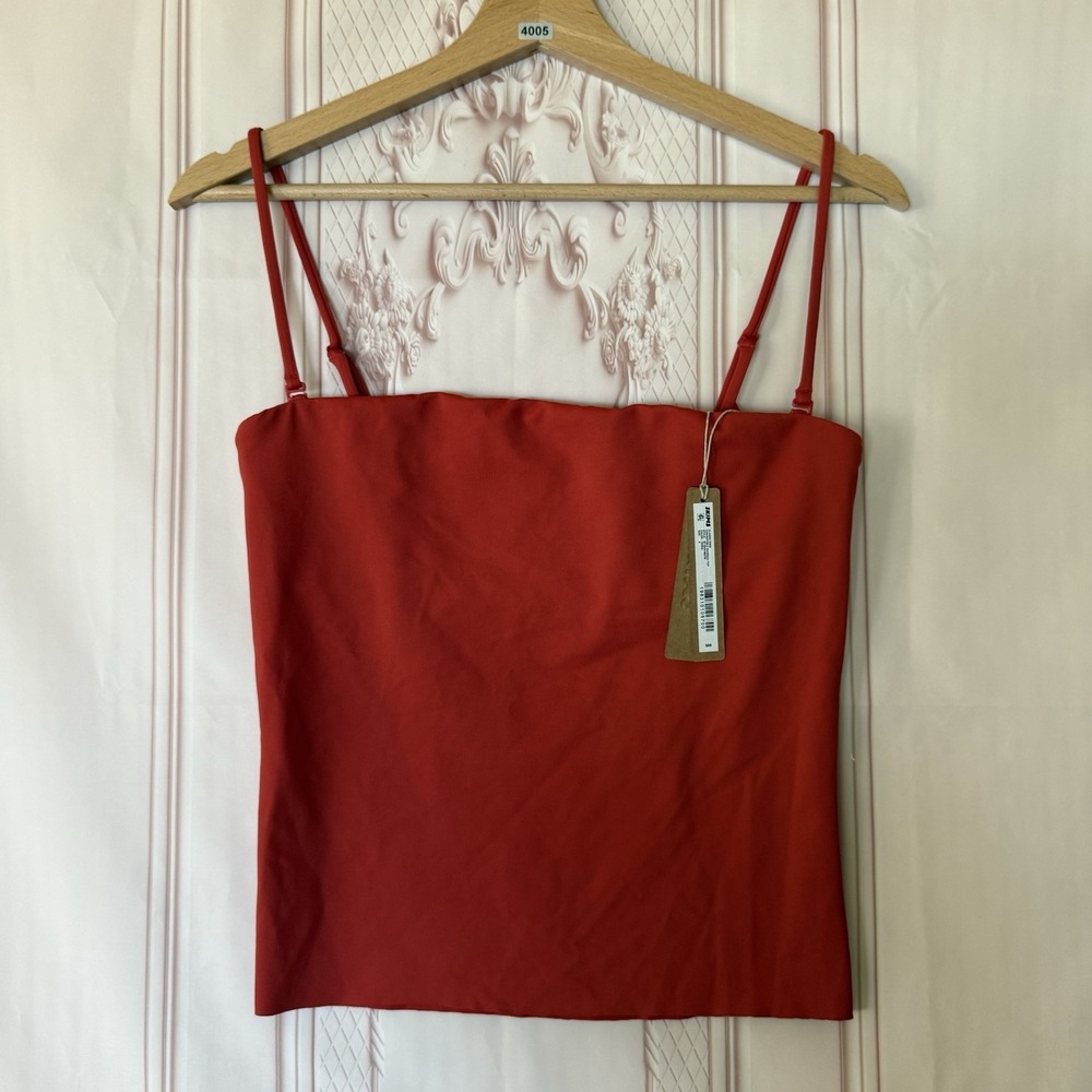 NWT SKIMS CLASSICS SWIM CONVERTIBLE BANDEAU TOP COLOR TERRA SIZE Small MSRP $68